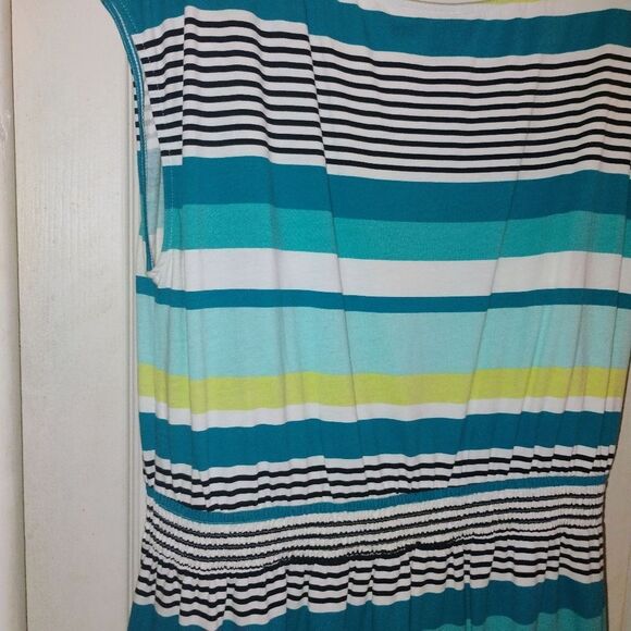 LOFT Blue and Green Sleeveless Sundress - Picture 6 of 11